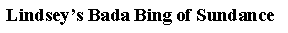 Text Box: Lindsey�s Bada Bing of Sundance