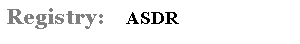 Text Box: Registry:    ASDR